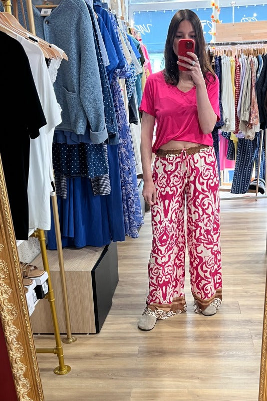 Pantalon motif kaki ou rose