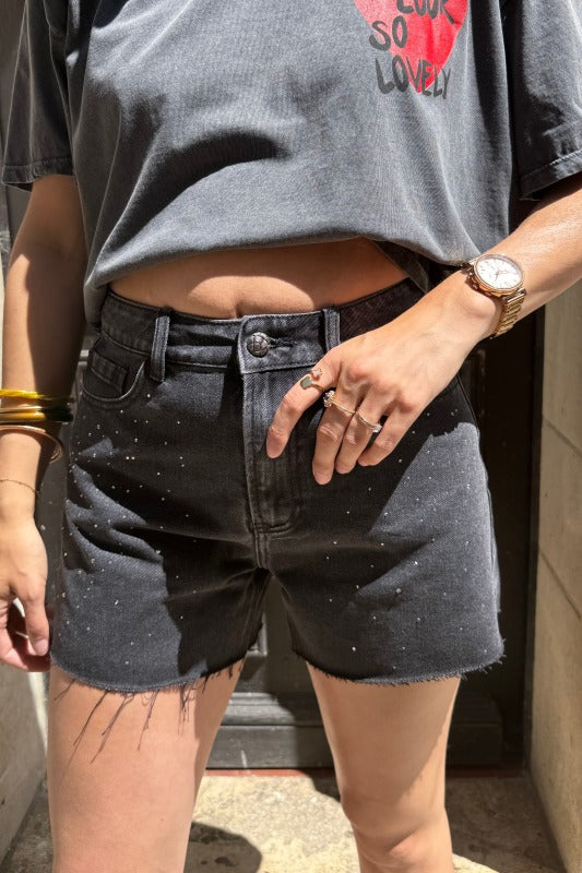 Short gris strass