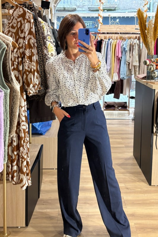 Chemise fleurie marine