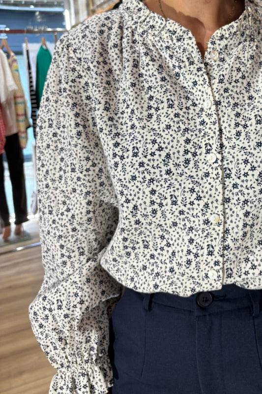 Chemise fleurie marine