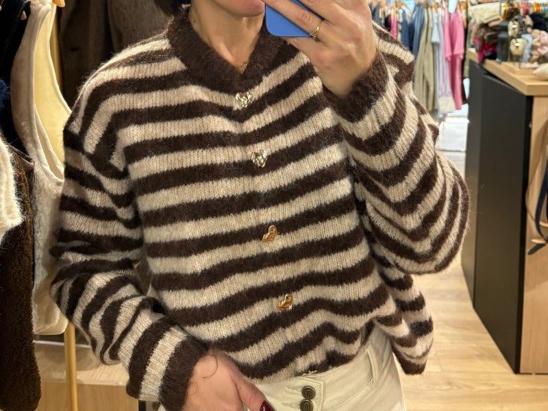 Gilet gris à rayures